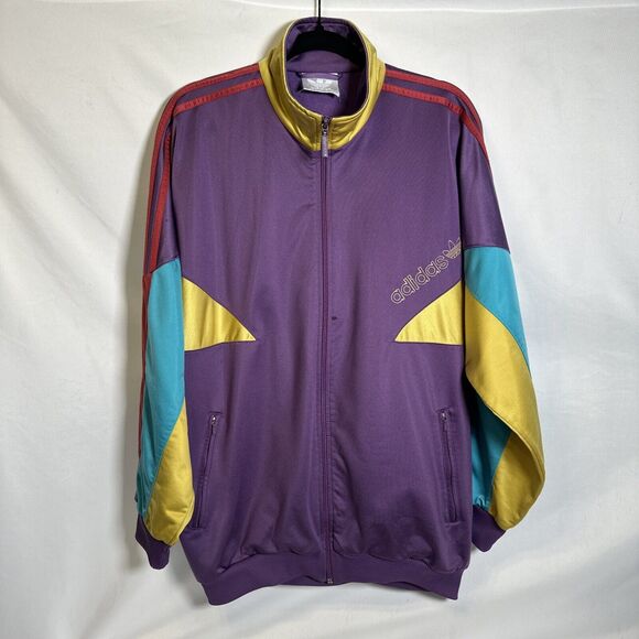 VTG adidas Multicolor Bomber Sweatshirt Full-Zip Sz XL - Picture 1 of 12